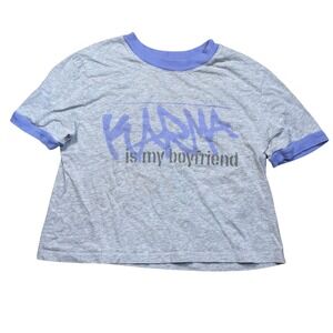 Taylor Swift Midnights Karma Is My Boyfriend Cropped Ringer T Shirt Size Medium